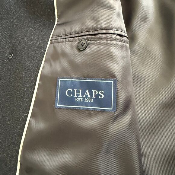Chaps Wool Blend Top Coat 42L Mens Charcoal Gray Business Casual Overcoat Jacket - Picture 5 of 8
